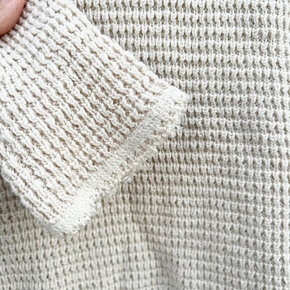 🆕 NWOT Free People | Sunrise Sunset Cold Shoulder Waffle Knit Sweater Top | S - Picture 6 of 13